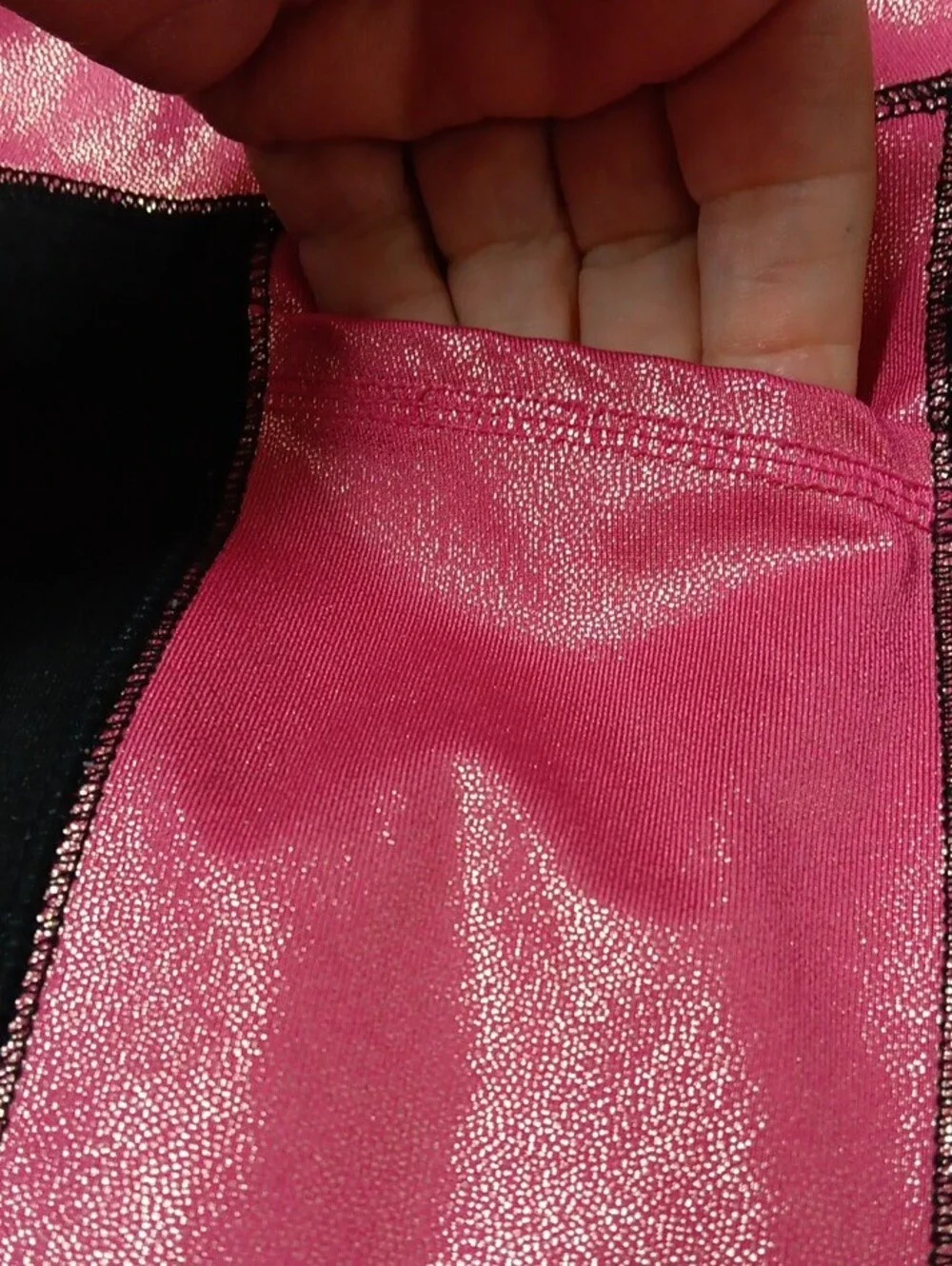 Justice Pink and Black Paneled Leggings